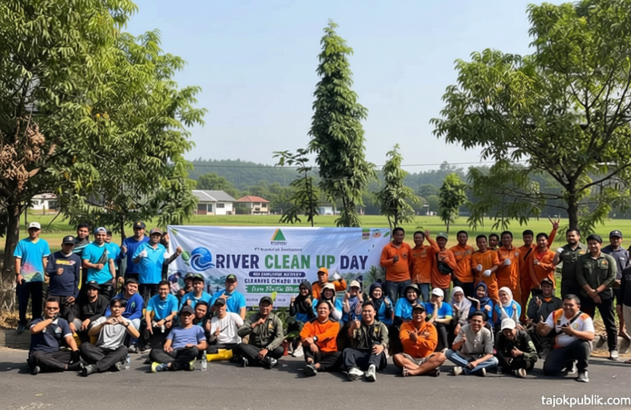 DLH Bekasi Bersih-bersih Sampah Plastik dan Tanam Pohon di Sungai Cikadu